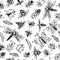 Insects doodle seamless pattern