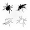 insects mosquito mite silhouette outline set