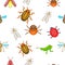 Insects pattern, cartoon style