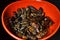 Insects ready for snacking in an orange bowl