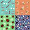 Insects seamless pattern set