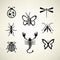 Insects set vector illustration bee, scorpion, ant, mosquito, butterfly, dragonfly and colorado beetle