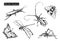 Insects sketch decorative icons set with dragonfly, fly, butterf