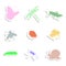 Insects stickers Silhouettes Set