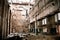 Inside abandoned sugar factory of red brick