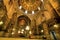 Inside the ancient armenian Vank Cathedral with frescoes of Jesus\' life & vintage decor in Iran