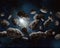 Inside asteroid belt in deep space