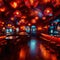 Inside bar interior, bright long exposure, glowing lights