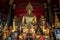 Inside the beautiful temples of Luang Prabang, golden buddhas, Luang Prabang Province, Laos,