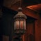 The inside of the building is adorned with one ornate traditional oriental lanterns.Generative AI