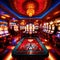 Inside casino interior, bright long exposure, glowing lights