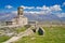 Inside the castle of Gjirokastra with view on the clocktower