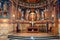 Inside the church. Saint Anna-Rohia monastery, situated in a natural and isolated place, in Maramures, Transylvania