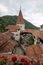 Inside court view of Bran Castle from Romania, also known as Dracula Castle