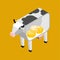 Inside cow there are dairy products. Cow and cheese and milk. Production of food from cows