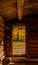 Inside Doorway of Colorado Log Cabin with Peak Fall Colors