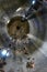 Inside an empty grain silo made of hard concrete in a cylindrical shape.