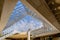 Inside the glass pyramid of the Louvre Museum