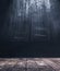 Inside of a haunted house scene with wooden floors and old window