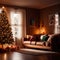 inside home interior decorated with christmas lights and ornaments