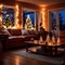 inside home interior decorated with christmas lights and ornaments