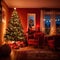 inside home interior decorated with christmas lights and ornaments