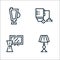 Inside home line icons. linear set. quality vector line set such as light bulb, console, floor polisher