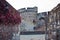 Inside Kalemegdan fortress at autumn, towers and walls with red leaves, Kalemegdan, Belgrade