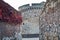 Inside Kalemegdan fortress at autumn, towers and walls with red leaves, Kalemegdan, Belgrade