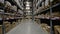 Inside a large storage warehouse factory