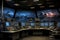 inside a lunar base control room with various monitors