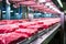 Inside the meat industry: conveyor belt in a processing plant