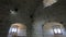 Inside medieval stone castle, panoramic view from ceiling to floor