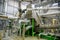 Inside modern Chemical factory. Industrial equipment, cables and piping