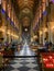 Inside the Notre Dame Cathedral during an evening service, Paris, France