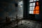 Inside old Orlovka Asylum for the insane in Voronezh Region. Dark creepy abandoned mental hospital