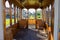 The inside of an old tram