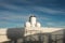 Inside Passage, BC, Canada - September 13, 2018: Front view of Magrodome roof, antenna and funnel of cruise ship.