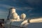 Inside Passage, BC, Canada - September 13, 2018: Side view of Magrodome roof, antenna and funnel of cruise ship.