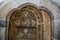 Inside of Pena Palace in Sintra, Lisbon district, Portugal. In the courtyard. Wall decoration design.