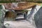 Inside a prehistoric burial chamber or Dolmen La Roche aux Fees