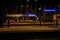 Inside rotterdam central station at night