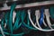 Inside of a server room. Cables in datacenter.