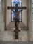 Inside St Stephens Chapel Barn altar cross bust statue of Jesus