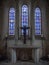Inside St Stephens Chapel Barn altar cross bust statue of Jesus