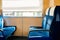 Inside of subway train. Empty seats. In japan