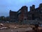 Inside of torn down school at night