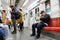 Inside of the train of Tokyo metro transit system in Tokyo