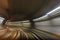 Inside tunel blur abstract scene traveling by train looking forward