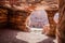 Inside underground royal tomb, Petra, Jordan